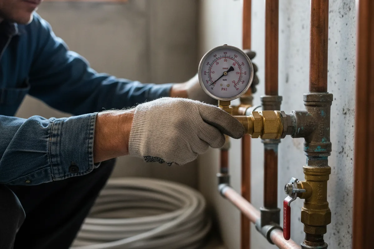 Pressure testing a repaired line during Water Line Repair in Fredonia